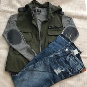 BDG military inspired vest with pleather accents!